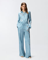 Fluid trousers with placed jewel print - | Pinko