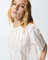 T-shirt with jewel stripes - | Pinko