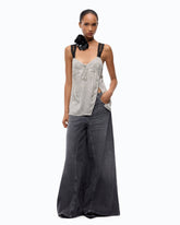 Flared jeans with super wide leg in black denim - Grey | Pinko