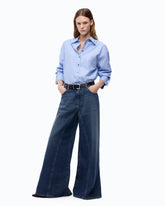Ausgestellte Jeans mit Super Wide Leg - Dunkelblau | Pinko