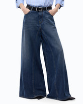 Ausgestellte Jeans mit Super Wide Leg - Dunkelblau | Pinko