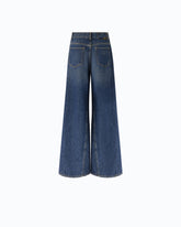 Ausgestellte Jeans mit Super Wide Leg - Dunkelblau | Pinko
