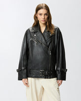 Leather biker jacket - | Pinko