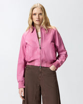 Bomber jacket in vintage leather - | Pinko