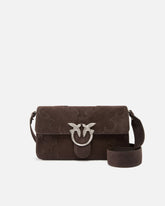 Mittlere Schultertasche Love Bag One Slouchy aus Veloursleder mit Intarsien - Braun | Pinko
