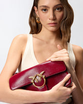 Love Bag One Slouchy medium shoulder bag in tumbled leather - Red | Pinko