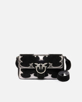 Love Bag One Slouchy medium shoulder bag in suede with inlays - Multicolor Black-Silver | Pinko