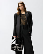 Love Bag One Slouchy medium shoulder bag in suede with inlays - Multicolor Black-Silver | Pinko