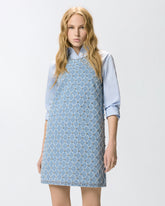 Denim mini dress with diamond and rhinestone motif - | Pinko