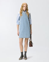 Denim mini dress with diamond and rhinestone motif - | Pinko