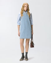 Denim mini dress with diamond and rhinestone motif - | Pinko