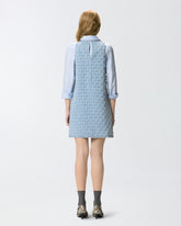 Denim mini dress with diamond and rhinestone motif - | Pinko