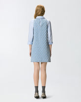 Denim mini dress with diamond and rhinestone motif - | Pinko