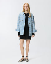 Denim jacket with diamond and rhinestone motif - | Pinko