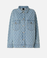 Denim jacket with diamond and rhinestone motif - | Pinko