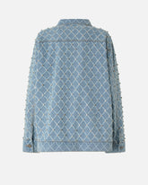 Denim jacket with diamond and rhinestone motif - | Pinko
