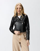 Nietenlederjacke im Bikerstil aus Nappaleder - | Pinko