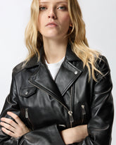 Biker-style jacket in nappa leather - | Pinko