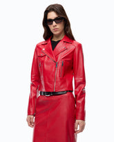 Nappa leather biker-style jacket - | Pinko