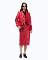 Nappa leather biker-style jacket - | Pinko