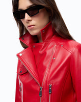 Nappa leather biker-style jacket - | Pinko