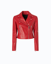 Nappa leather biker-style jacket - | Pinko