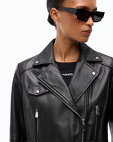 Nappa leather biker-style jacket - | Pinko