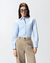 Boxy poplin shirt - Light Blue | Pinko