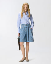 Denim shorts with eyelets and belt - | Pinko