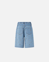 Denim shorts with eyelets and belt - | Pinko
