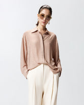 Rhinestoned georgette shirt - Dove grey | Pinko
