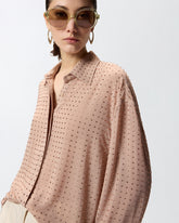 Rhinestoned georgette shirt - Dove grey | Pinko
