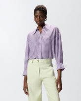 Rhinestoned georgette shirt - Lilac | Pinko