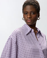 Rhinestoned georgette shirt - Lilac | Pinko