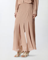 Midi skirt with fringes and rhinestones - Dove grey | Pinko