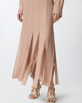 Midi skirt with fringes and rhinestones - Dove grey | Pinko