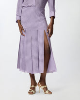 Midi skirt with fringes and rhinestones - Lilac | Pinko