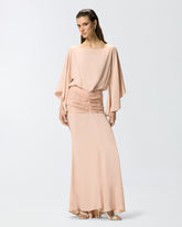 Long dress with draping and lace - | Pinko