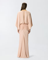 Long dress with draping and lace - | Pinko