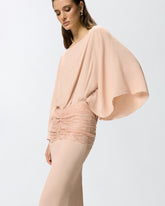Long dress with draping and lace - | Pinko
