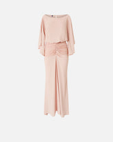 Long dress with draping and lace - | Pinko
