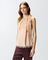 Top mit Neckholder-Ausschnitt und Spitze - | Pinko