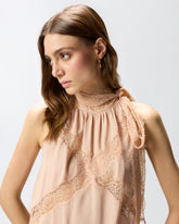 Top mit Neckholder-Ausschnitt und Spitze - | Pinko
