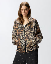 Zipped jacket with tiger print - Multicolor Black-Beige | Pinko