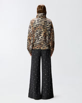 Zipped jacket with tiger print - Multicolor Black-Beige | Pinko