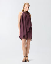 Dress in crêpe de Chine with lace inserts - | Pinko
