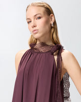 Dress in crêpe de Chine with lace inserts - | Pinko