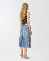 Denim utility Bermuda shorts with belt - | Pinko