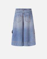 Denim utility Bermuda shorts with belt - | Pinko