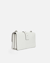 Love Bag One medium shoulder bag in leather with turquoise buckle - White | Pinko